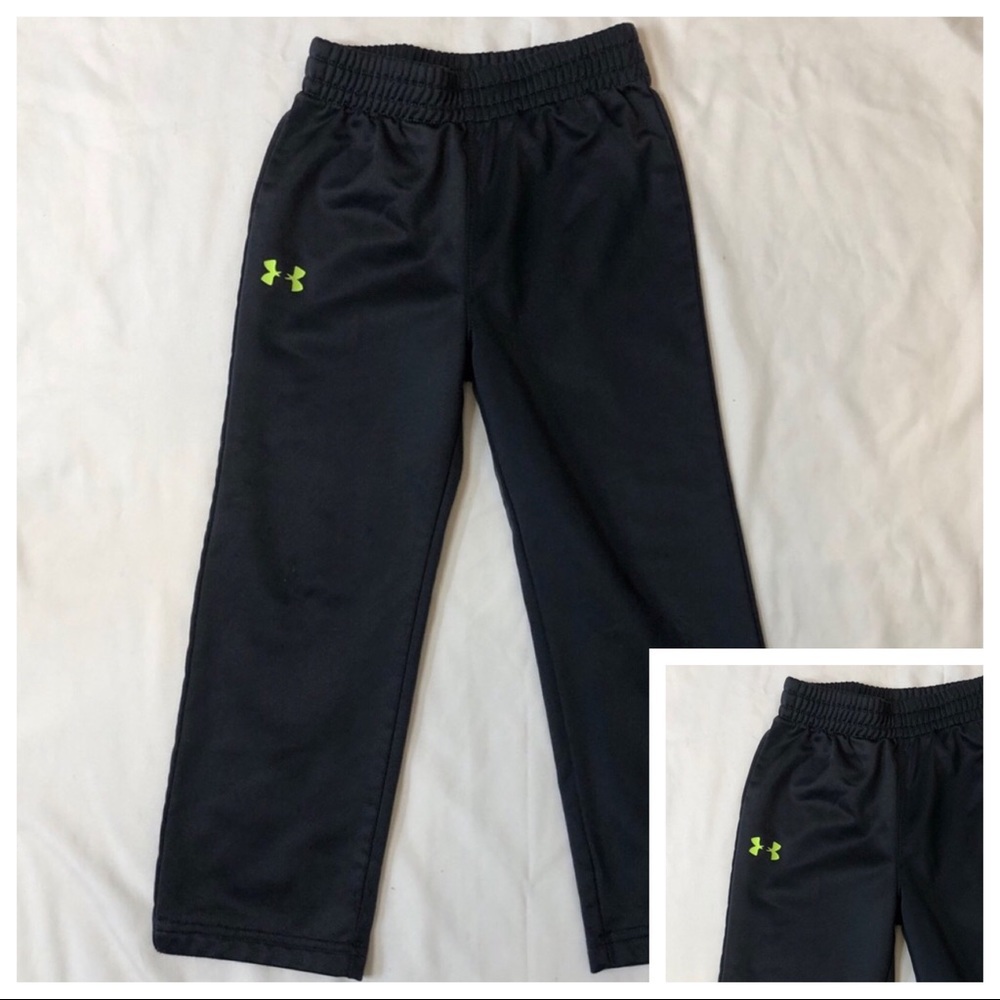 Under Armour Boys Black Green Logo Track Pants